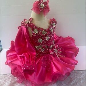Pink girls glitz pageant birthday princess cupcake dress.